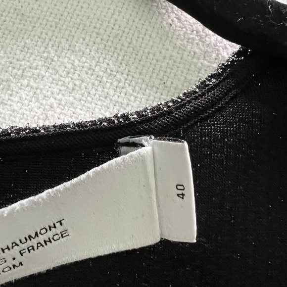 NWT -IRO Noize Ruffled Wrap Effect Metallic Silver Black Rib Knit Mini Dress 40 - Picture 7 of 7